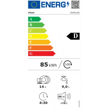 Pitsos DVF61X01 Πλήρως Εντοιχιζόμενο Πλυντήριο Πιάτων με Wi-Fi για 14 Σερβίτσια Eco Motor Π59.8xY81.5εκ.